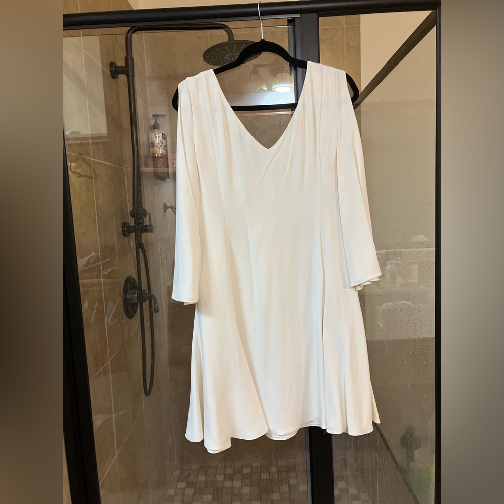 Ivory White Christian Dior Silk Tent Dress with wide sleeves